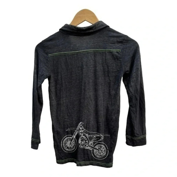 Mish Boys Long Sleeve Polo Shirt Black Motorcycle Graphic Soft Cotton Blend Sz 7 - Picture 6 of 6